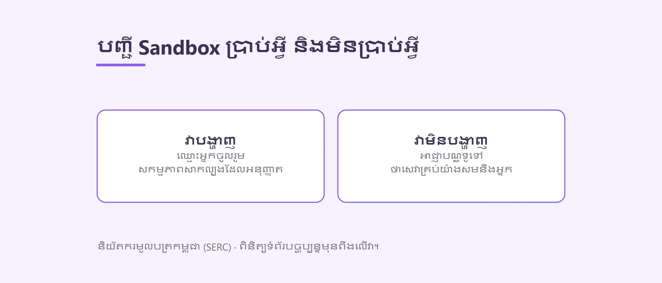 បញ្ជីអ្នកចូលរួម FinTech Sandbox របស់ SERC